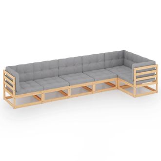 vidaXL 6 Pcs Garden Lounge Set Con Cojines De Pino S&oacute;lido - 221750