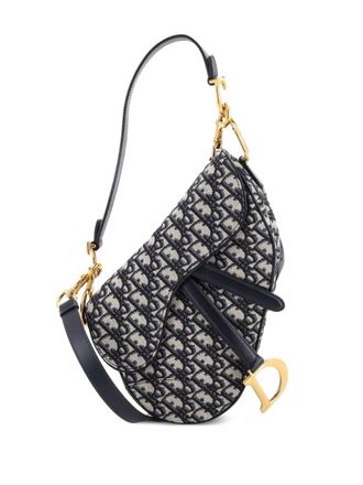 Dior Saddle Handbag with Strap Oblique Canvas Medium shoulder bag - Blu