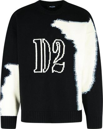 Dsquared2 D2 Sweater Fake Black Wool Stitching