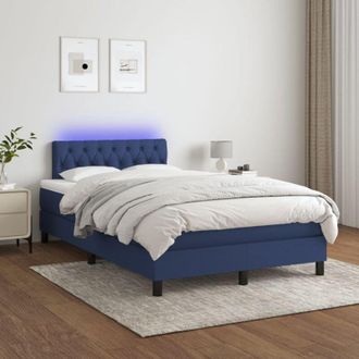 vidaXL Vidaxl - Cama Box Spring Con Colch&oacute;n Y Led Tela Azul 120x200 Cm
