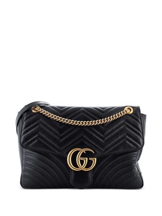 Gucci GG Marmont Flap Bag Matelasse Leather Large shoulder bag - Black