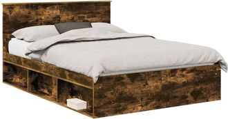 vidaXL Estructura De Cama Con Cabecera Roble Ahumado 150 X 200 Cm Vidaxl