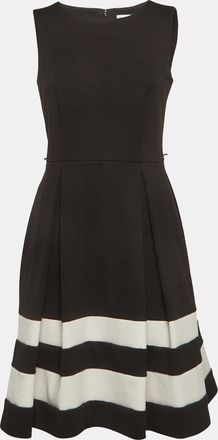 Calvin Klein Black Cotton Knit White Trim Fit And Flare Mini Dress