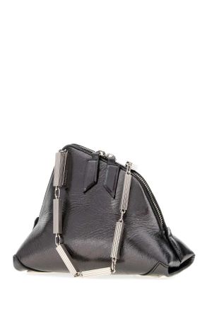 The Attico Womens Slate Leather La Scala Handbag Darkgrey Clutch