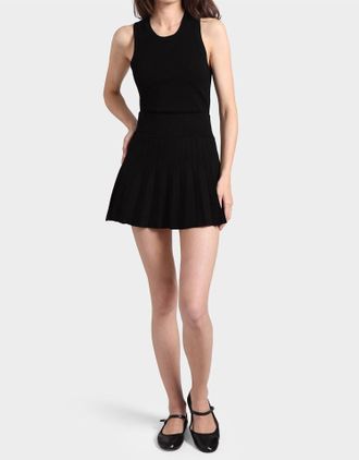 Minnie Rose Viscose Pleated Tennis Skort In Black
