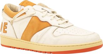 Rhude White And Orange Leather Rhecess Low Sneakers