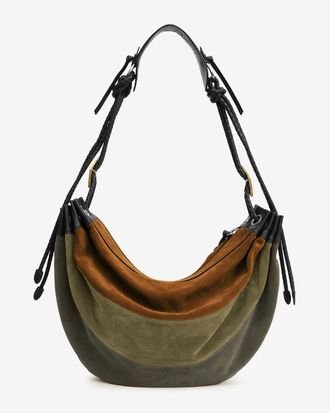 Isabel Marant Maia Large Bag In Suede Leather - Multicolor Khaki - Isabel Marant