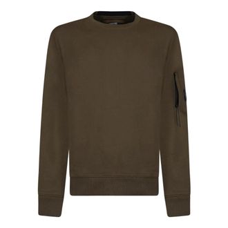 C.P. Company C.p. Company - Diagonal Raised Fleece Crewneck Lens Sweatshirt - Heren - Sweatshirts & Hoodies - Groen - Maat: L Fleece