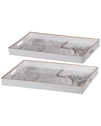 A&B Home Set Of 2 Effra Rectangular Trays