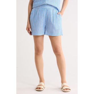 Caslon Cotton Gauze Shorts in Blue Racer Brianne Stripe at Nordstrom Rack, Size X-Large