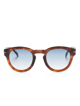 Eyewear by David Beckham Occhiali da sole tondi con effetto tartarugato - Marrone