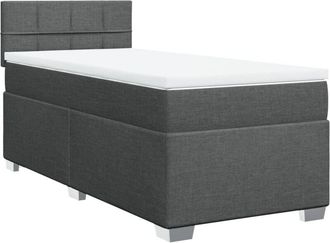 vidaXL Cama Box Spring Con Colch&oacute;n Tela Gris Oscuro 90x190 Cm Vidaxl