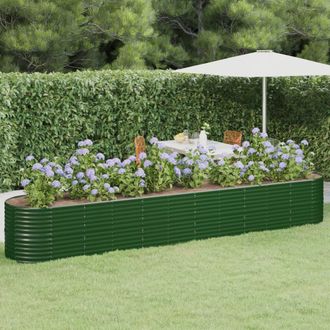 vidaXL Jardinera Arriate Acero Galvanizado Verde 440x80x68 Cm Vidaxl