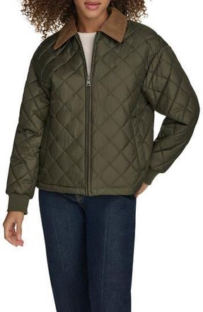 Levi's Diamond Quilted Water Resistant Corduroy Collar Jacket in Army Green at Nordstrom Rack, Size X-Large