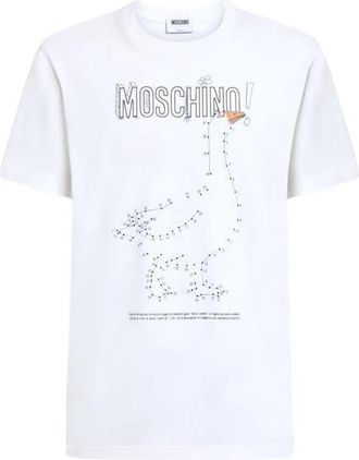 Moschino Goose Katoenen Jersey T-shirt - Heren - T-shirts - Wit - L - Katoen - Tops