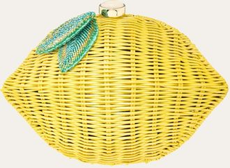 Judith Leiber Lemon Basket-Weave Rattan Clutch Bag