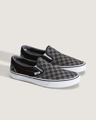 Vans Slip-On Sneaker VANS UA Classic Slip-On, Herren, Gr. 38,5, schwarz, pewter checkerboard, Textil, Schuhe Slip-On Sneaker, aus textilem Canvas-Material