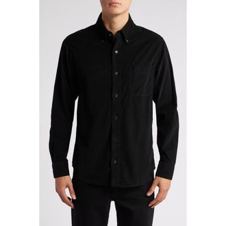 Schott NYC Pinwale Corduroy Button Down Shirt in Black at Nordstrom, Size Large