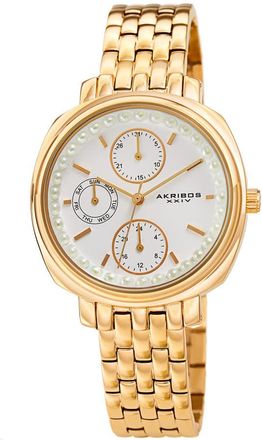 Akribos XXIV Quartz White Dial Yellow Gold-tone Ladies Watch AK1114YG