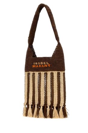 Isabel Marant Womens Embroidered Raffia Praia Shoulder Bag Natural-Brown Exterior: Borse A Mano Natural/brown