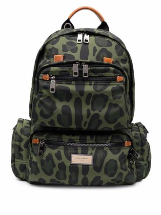 Dolce & Gabbana leopard-print backpack - men - Leather/Polyester - One Size - Green