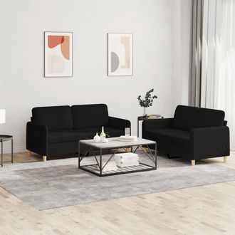 vidaXL Vidaxl - Juego De Sof&aacute;s Con Cojines 2 Piezas Tela Negro