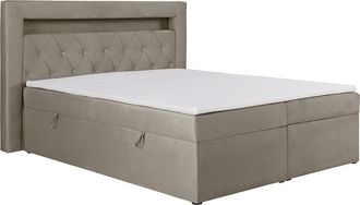 Vente-Unique Cama completa con cabecero con LED + canap&eacute;s abatibles + colch&oacute;n + sobrecolch&oacute;n - 180 x 200 cm - Terciopelo - Topo - ORANA de YSM&Eacute;E