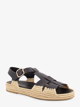 Paloma Barcel&oacute; Womens Sandals Yuka Black Leather-Raffia Leather/raffia