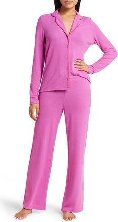 Nordstrom Brushed Hacci Pajamas in Purple Orchid at Nordstrom, Size Large