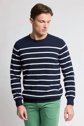 Armor Lux Heritage Striped Sweater In Deep Navy/white
