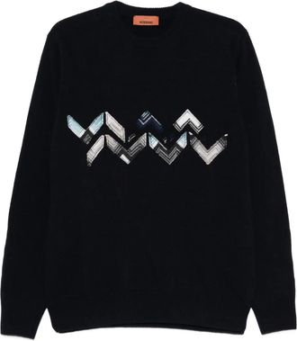 Missoni zigzag-detail wool sweater - men - Wool - 48 - Blue
