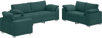 vidaXL Sofa 3 pcs Dark Green Fabric vidaXL
