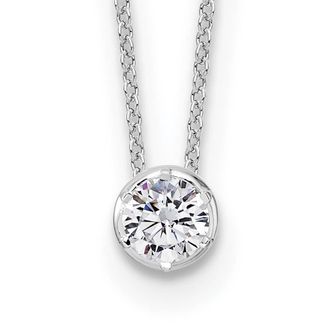 Diamond2Deal 14k White Gold 1/2 Ct Lab Grown Diamond Solitaire Slide Necklace 18 Clarity VS, Color D-E