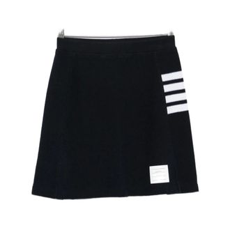 Thom Browne Short Skirts, female, Blue, Size: S Textured Pique 4-Bar Box Pleat Mini Skirt