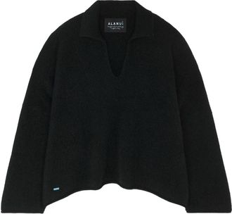 Alanui knitted cashmere-blend polo shirt - women - Cashmere/Silk/Polyester - M - Black