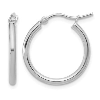 Diamond2Deal 14K White Gold 2x20mm Polished Round Shape Hoop Earrings