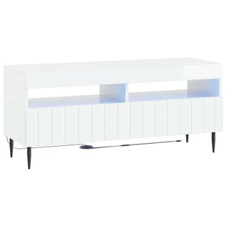vidaXL Mueble De Tv Led Blanco Brillante Madera De Ingenier&iacute;a Vidaxl