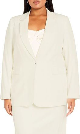 City Chic Clea One-Button Blazer in Vanilla at Nordstrom, Size 16W
