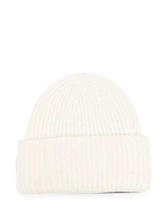 Soft Goat Ribbed Cashmere Beanie - Ivory