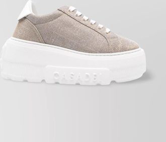 Casadei low top platform sneakers with metallic finish