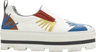 Msgm leather starburst patchwork point toe platform sneaker