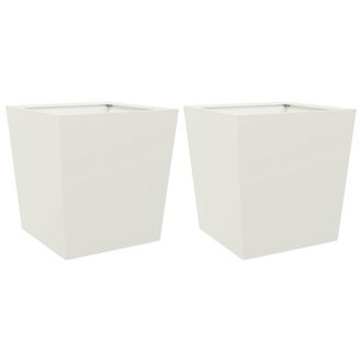 vidaXL Jardineras 2 Uds De Acero Blanco 50x50x50 Cm Vidaxl