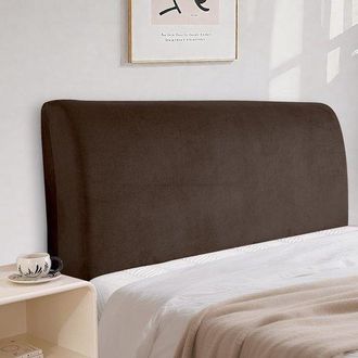 OEM Funda De Cabecero De Cama De Terciopelo, Funda Protectora El&aacute;stica Integral, El&aacute;stica, S&oacute;lida, A Prueba De Polvo, Lavable (200 Cm, Marr&oacute;n Oscuro)