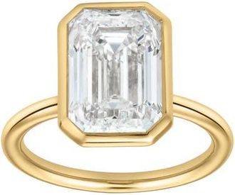 LuvMyJewelry Solaire 14K Gold Emerald Cut Lab Grown Diamond Bezel Solitaire Engagement Ring - 5 Cts in 14K Yellow Gold at Nordstrom