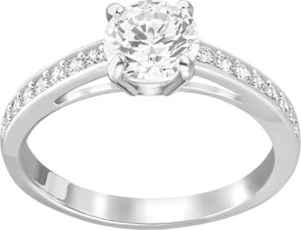 Swarovski Damesring Attract Ring- Rondgeslepen- Pav&eacute;- Wit- Gerhodineerd 55 5032921 - Dames - Ringen - Grijs - 50 MM - Accessoires