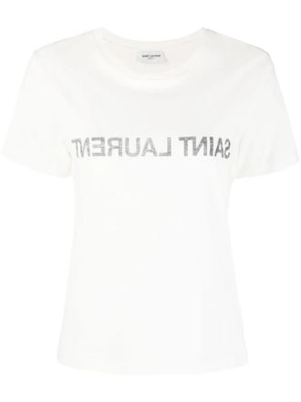 Saint Laurent Camiseta con estampado del logo invertido de Saint Laurent