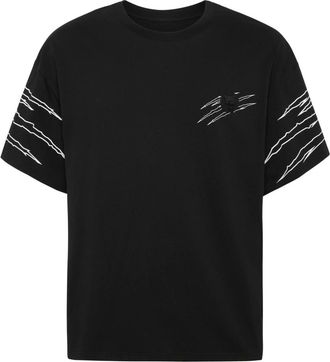 Plein Sport Tops, Heren, Zwart, 3Xl, Katoen, Ronde Hals T-Shirt Scratch