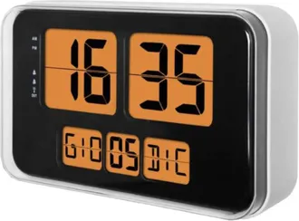 C&A Lowell Jd9910 Reloj De Mesa O Pared Reloj Radiocontrolado Rect&aacute;ngulo Negro, Naranja, Plata