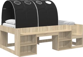 vidaXL Cama Con T&uacute;nel 3 Uds. Roble Sonoma Y Negro Madera De Ingenier&iacute;a Vidaxl