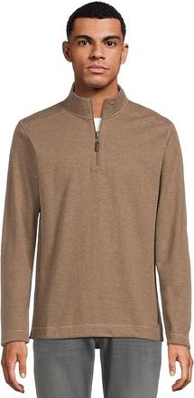 Johnston & Murphy Reversible Solid Quarter-zip Mens Sweater Oatmeal/Light Gray : 3XL, Cotton/Polyester/Rayon